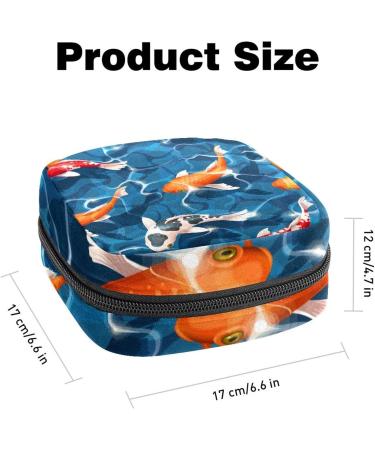 Menstrual Pad Bag with Zipper | Stylish Koi Fish Women's Pouch for Tampons & Napkins | Perfect Travel Accessory - Buy Online on GoSupps.com