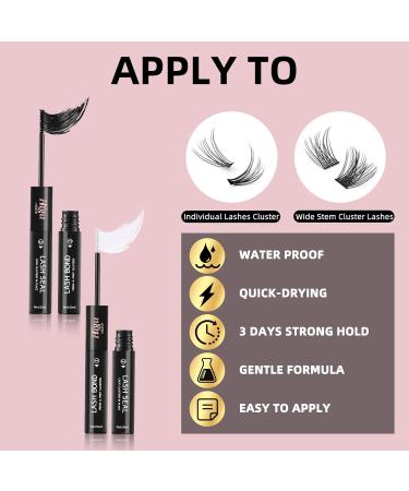 Lash Bond and Seal - All Day Wear Lash Glue + 240 PCS DIY 10D/20D Cluster Lashes - C Curl 8-16mm - Buy Online on GoSupps.com