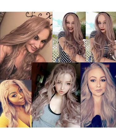 Drag Queen Synthetic Lace Front Wigs - Smoky Pink & Milky Lavender | Natural Hairline | Long Wave Cosplay Wigs for Women - 26 - Buy Online on GoSupps.com