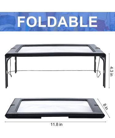 3X Large Lighted Magnifying Glass with 12 LED Lights | Foldable Hands-Free Reading Magnifier for Low Vision and Seniors - Black - Buy Online on GoSupps.com