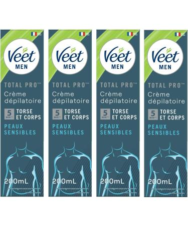 VEET Lot de 4 Cr mes D pilatoire Veet Men - Peaux Sensibles Tube de 200 ml