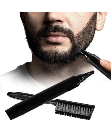 YOUNING BARTF LLER POWER BLIESTIFT LOVE BARD PITT FORM FOLD FOR MEN Hair Engraving Styling Eyebrow Tool contain durable coverage of natural output beard mustache (black)