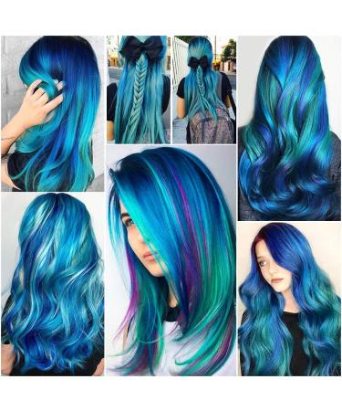 Ryh 8 PCs Clip-In Colored Hair Extensions for Girls - Rainbow Multi-Colored Highlights Wig Clips (Blue Turquoise) - Perfect for Parties - Buy Online on GoSupps.com