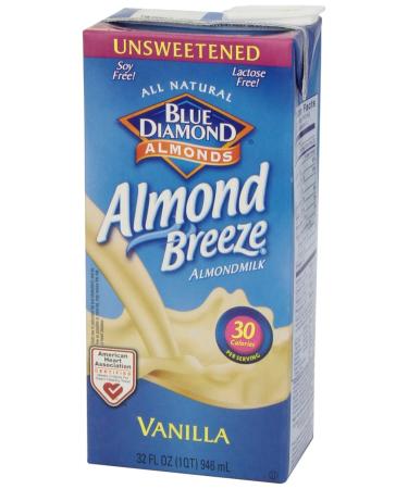 Blue Diamond Almond Breeze Unsweetened Vanilla 32oz - Pack of 6 - Buy Online on GoSupps.com