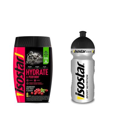 Isostar Isostar Hydrate & Perform Iso Drink - 400g isotonic powder drink - Electrolyte powder to support athletic performance - Cranberry + 0.5 liter bottle