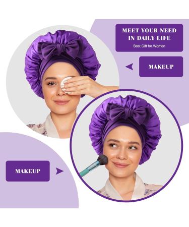 Abeillo Silk Sleep Bonnet for Women - Adjustable Satin Night Cap for Sleeping - Purple - Buy Online on GoSupps.com