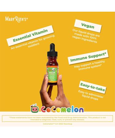 MaryRuth Organics Toddler Vitamin C Drops | USDA Organic Vitamin C Liquid Drops for Toddler | Ages 1-3 Years | Vitamin for Immune Support & Overall Health | Vegan | Non-GMO | 15 Servings - Buy Online on GoSupps.com