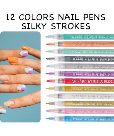 Xumann 12 Colors Nail Art Pens for Gel Polish Quick Dry Fine Tips Nail Art Pen - Buy Online on GoSupps.com