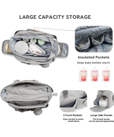 SONARIN Multifunctional Stylish Baby Nappy Changing Tote Bag - Large Capacity Waterproof Satchel Messenger Bag for Travel - Grey - Buy Online on GoSupps.com