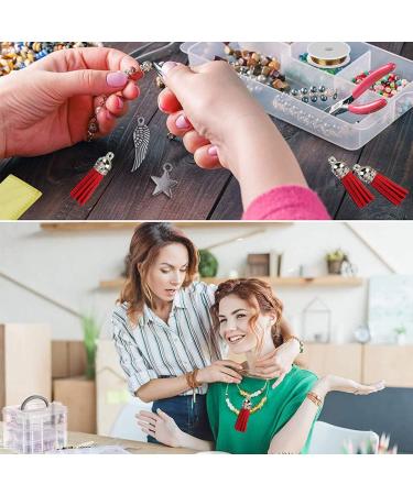 30pcs Red Leather Tassel Pendants with Silver Caps - Ideal for Jewelry Making and Crafts - Buy Online on GoSupps.com