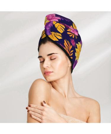 Purple Flower Microfiber Hair Towel - Soft Super Absorbent Quick Dry Wrap for Long Curly & Thick Hair - Buy Online on GoSupps.com
