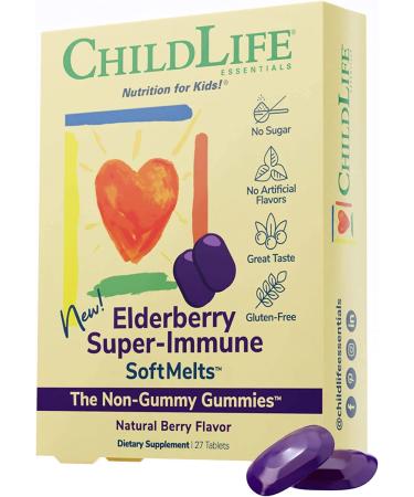 ChildLife Elderberry Super-Immune SoftMelts - Natural Berry Flavor - 27 Tablets for Kids' Health - Buy Online on GoSupps.com
