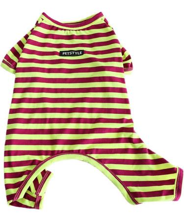BT BEAR Colorful Striped Pajamas for Dogs - Soft Cotton One-Piece Costume for Small & Medium Bulldogs - Size M Green/Purple - Buy Online on GoSupps.com