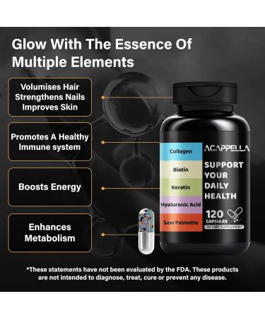 ACAPPELLA Keratin Saw Palmetto with Hyaluronic Acid Capsules DHT Blocker Vitamins Folic Acid Collagen Supplements for Women and Men Biotin Capsules - Buy Online on GoSupps.com