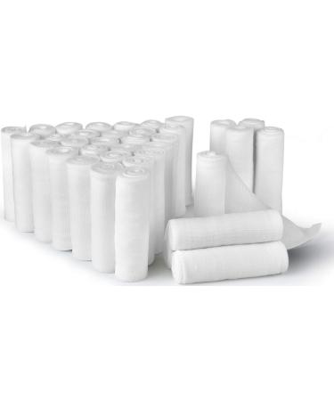 D&H Medical Pack of 36 Gauze Bandage Roll 2 Inches x 4 Yards - Medical Gauze Wrap for Wounds Care - Easy to Use Cotton Sterile Gauze Rolls for Hand Wrap Dressing Ankles & Knees