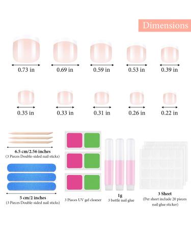 72 Pieces Light Pink French False Toenails - Shiny Square Artificial Nail Tips Kit with Nail Files - Fully Covered Short Toe Nails - International Shipping Available - Buy Online on GoSupps.com