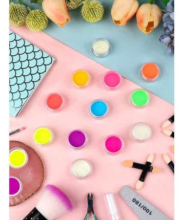 Ebanku 12 Vibrant Neon Nail Glitter Powder - Rainbow Nail Art Decoration for Stunning Gel Nails | International Shipping Available - Buy Online on GoSupps.com
