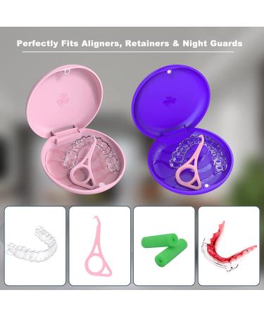 2 Aligner Cases with Removal Tools | Orthodontic Retainer Case for Invisalign & Mouth Guard | Strong Magnetic Closure | Pink & Purple - Buy Online on GoSupps.com
