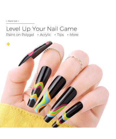 Burano Gel Nail Art Liner Set - 6 Colors Black White Red Silver Gold - UV/LED Soak Off Polish Kit with Thin Brush - Buy Online on GoSupps.com