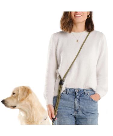 Hands-free dog leash 2 meters leash continuously adjustable belly belt running leash jogging leash 3 in 1 multifunction line for large and small dogs training lines hunting leash Touline Army Green