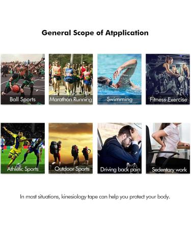 Kinesiology Tape Athletic Tape Elastic Therapeutic Sports Tape for Pain Relief Muscle Recovery and Joint Support Shoulder Knee Tennis Elbow Ankle Support Waterproof Breathable Latex Free 2" x 16.4 feet Per Roll Black Black 1 - Buy Online on GoSupps.com