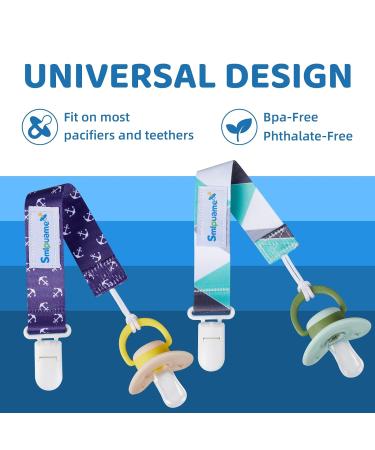 Smlpuame Baby Pacifier Chain Set - 6 BPA-Free Fabric Clips for Boys - Blue & Green - Fits Most Pacifiers & Bite Toys - Perfect Baby Gift - Buy Online on GoSupps.com