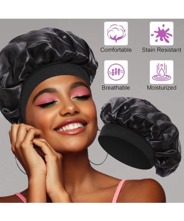 JEFHOMKIT 6 PCS Satin Bonnet for Black Women - Soft Elastic Band - Breathable Sleep Cap for Curly Hair - 6 Colors - Buy Online on GoSupps.com
