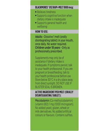 Blackmores B12 Rapi-Melt 1000mcg Cherry 60 Melts - Buy Online on GoSupps.com