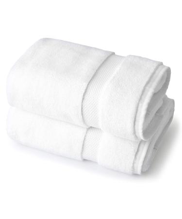 Supima Cotton Bath Towel Set by Laguna Beach Textile Co - 2 Bath Towels - Hotel Quality  Plush  730 GSM - Large  57 x 30 White