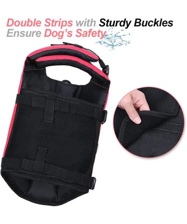 Vivaglory Neon-Pink Dog Lifeguard Vest - Removable Front-Wheel Drive Reflective Caps & Extra Padding for Swimming & Boating - XS (35-43cm) - Buy Online on GoSupps.com