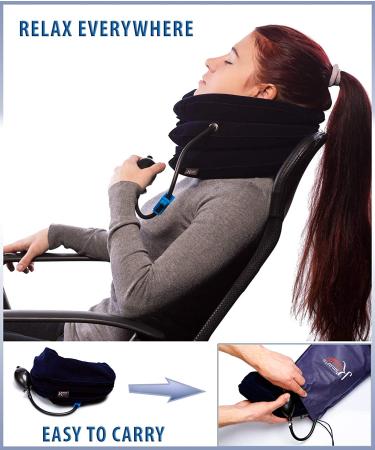 Pinched Nerve Neck Stretcher & Cervical Traction Device for Home Pain Relief - Inflatable Spinal Decompression Collar for Muscle Strain, Herniated Discs, and Injury Recovery (Blue) - Buy Online on GoSupps.com