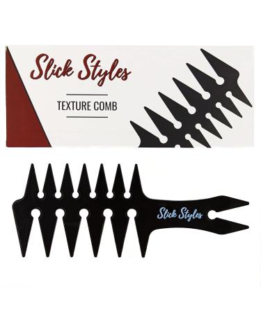 Slick Styles Texture Comb Black Hair Styling Barbers Comb Wide Tooth Comb 200mm x 80mm Large Two Sided Mens Comb Fantail Handle