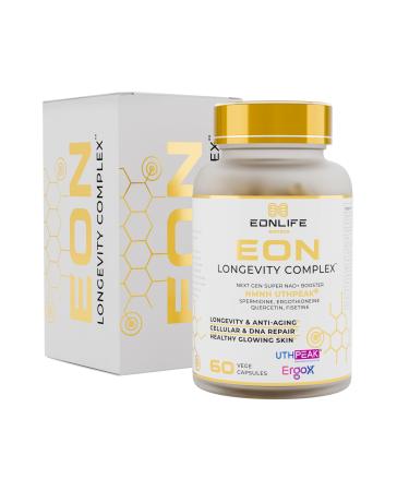 EON Longevity Complex Compl ment anti- ge avanc 13 ingr dients actifs | NMNH UTHPEAK Spermidine Ergothionine Resv ratrol & Fis tine-Flacon en verre | nergie cellulaire & protection antioxydante