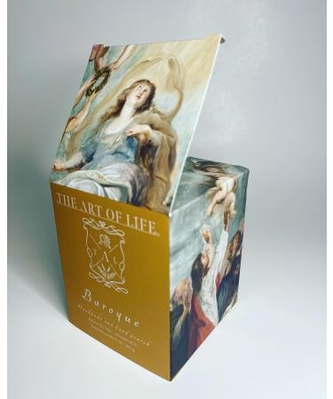 Artistic Soy Candle with Wooden Wick Non-Toxic Fragrances | Artistic Designs Baroque Art Movement Theme |All-Natural Scented Candles Wax 6 oz Gold BRQ-024