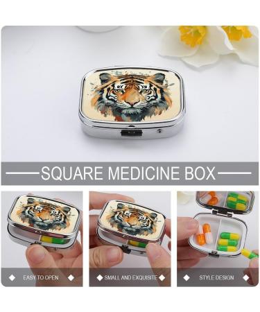 Year of The Tiger Pill Box - Decorative 2 Compartment Medicine Organizer for Pocket & Purse - Buy Online on GoSupps.com