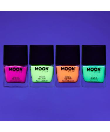Neon UV Nail Polish by Moon Glow - Pastel Set of 4 - Bright Neon Nail Varnish - Glows under UV - 10ml - Buy Online on GoSupps.com