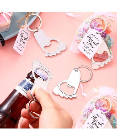 50 Pieces Baby Footprint Keychain Bottle Opener Set with Organza Bags - Baby Shower Party Favors in Silver - Buy Online on GoSupps.com