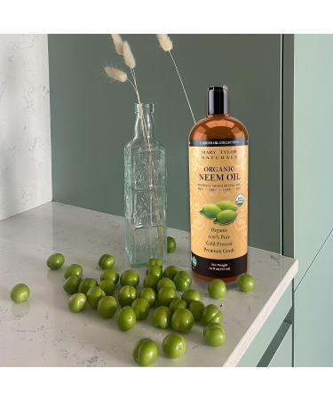 Organic Neem Oil (16 oz) USDA Certified - Cold Pressed, Unrefined, Premium Quality | Mary Tylor Naturals - Buy Online on GoSupps.com