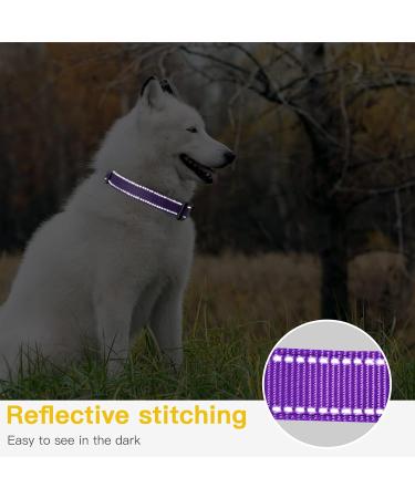 Heele Reflective Dog Collar - Soft Neoprene Padded Nylon for Small to Large Dogs - Purple - Longitudinal 40-66 cm (1 Pack) - Buy Online on GoSupps.com