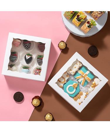 RomanticBaking 24 Pack Bakery Boxes (Set of 24) - White Chocolate Covered Strawberries & Cookies Boxes (7x7x2.5) - Buy Online on GoSupps.com