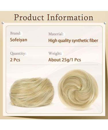 Sofeiyan 2PCS Mini Claw Clip Hair Bun Extension Updo Space Bun Synthetic Wig Accessory for Women - Light Ash Brown & Bleach Blonde - Buy Online on GoSupps.com