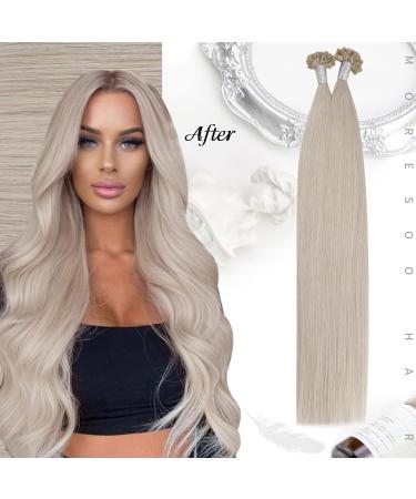 Moresoo 14 Inch Blond Bonding Extensions - Real Remy 50 Strand U-Tip Hair Extensions #60A - 40g Pre-Bonded Real Hair - Buy Online on GoSupps.com
