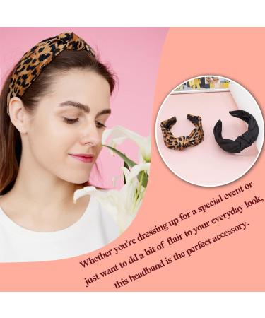 BE GOOD Knotted Headband Set - Leopard Print & Black | Fashion Top Knot Hairband for Women | Wide Designer Turban Headbands for Girls - 2Pcs - Buy Online on GoSupps.com