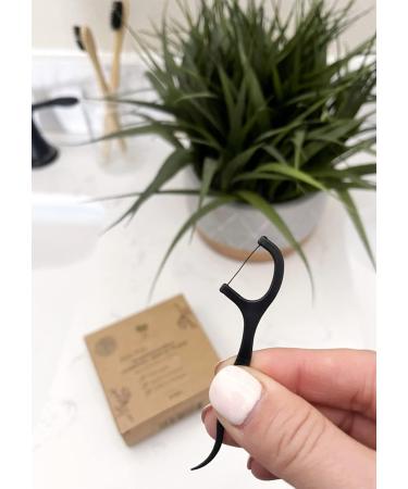 Vegan Biodegradable Dental Floss Picks - 200 Count | Eco-Friendly & Sustainable Charcoal Dental Flossers for Zero Waste Oral Care - Buy Online on GoSupps.com