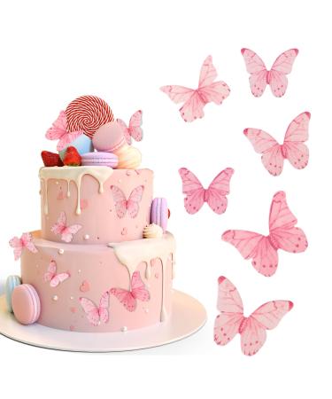 TIESOME 40 Pcs Edible Butterflies for Cake Decorating Vivid Edible Butterfly Cake Topper Edible Butterfly Cupcake Decorating for Wedding Birthday Anniversary Flower Themed Party Decorating