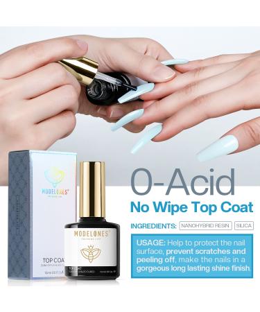 Modelones 15ml No Wipe Top Coat for Gel and Acrylic Nails - High Gloss, Long Lasting Finish for Home DIY and Salon Professional B-Gloss Top Coat - Buy Online on GoSupps.com