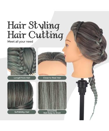 Frisierkopf Auzass 26-28 Inch Ombre Hairdressing Training Head - 100% Art Hair Styling Practice Set with Holder for DIY Hairstyles in Blue - Buy Online on GoSupps.com