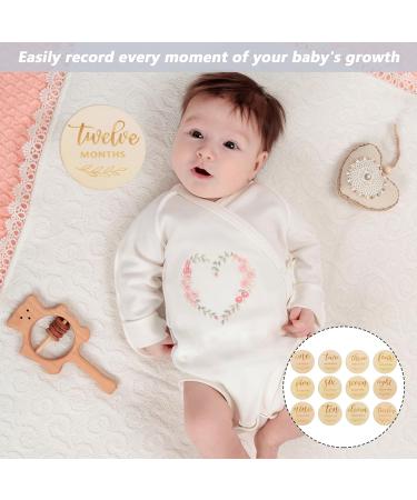 NPQ 12 Pcs Baby Monthly Milestone Cards - Wooden Baby Announcement Signs for New Parents | Baby First Year Growth Photo Props - Newborn Photography Gift Set - Buy Online on GoSupps.com