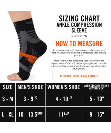 Mava Sports Ankle Brace Support Sleeves - Compression Socks for Plantar Fasciitis Achilles Tendonitis Relief Joint Pain & Sprained Ankle - S-M Black & Grey - Faster Injury Recovery for Walking & Running - Buy Online on GoSupps.com