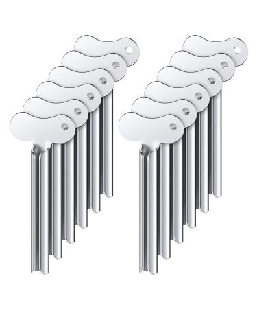 ZOCONE Toothpaste Squeezer, 12pcs Metal Tube Squeezer Key Stainless Steel Toothpaste Roller Tube Wringer for Paint, Cream, Cosmetic and Hair Dye(A)